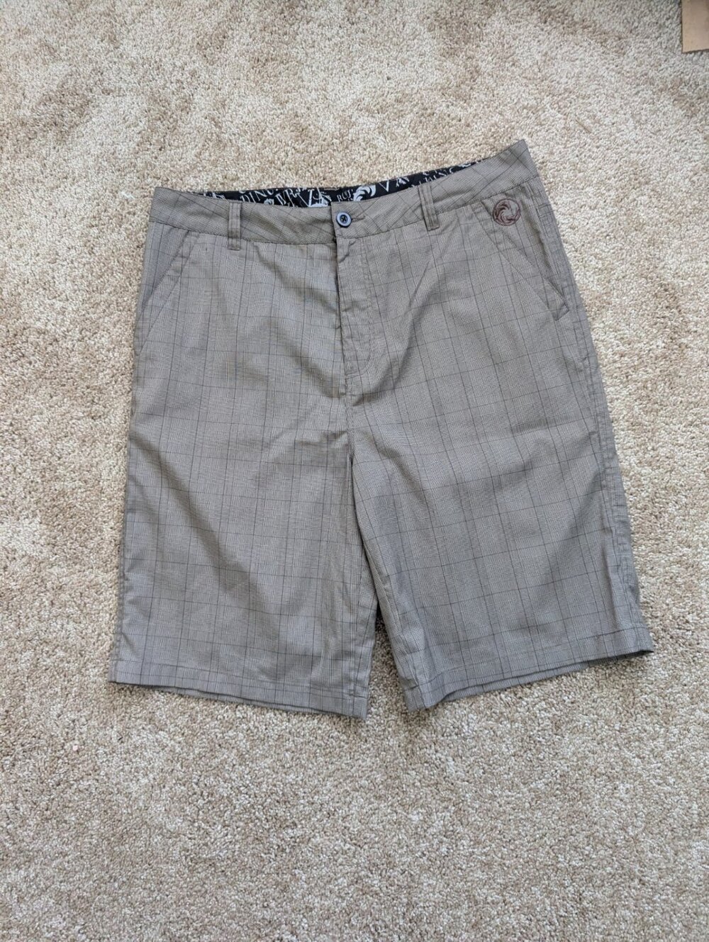 O'Neill Hybrid Boardshorts Men's Size 34 Gray Plaid Swim Trunks Walker Shorts